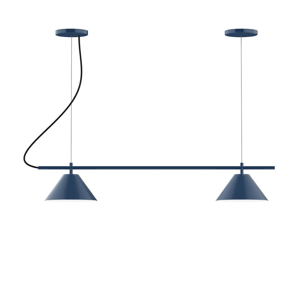 Montclair Lightworks CHB421-50 2-Light Linear Axis Chandelier Navy Finish